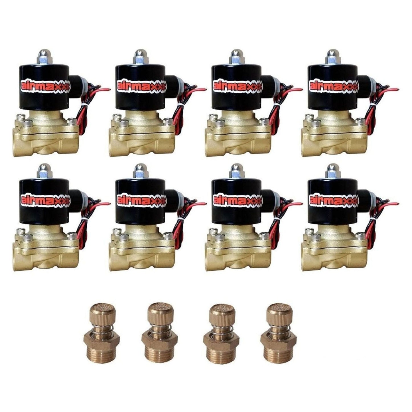 airmaxxx 1/2 inch brass air valves w/slow down fittings 8 pack for air ride suspension