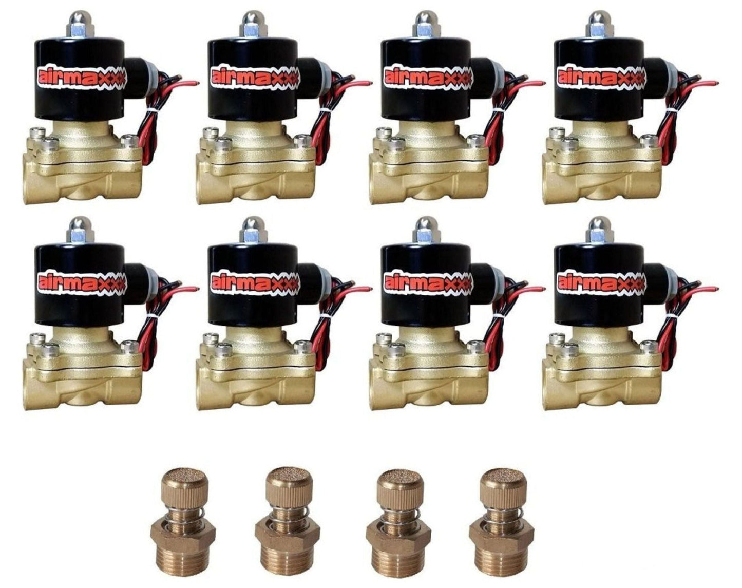 airmaxxx 1/2 inch brass air valves w/slow down fittings 8 pack for air ride suspension