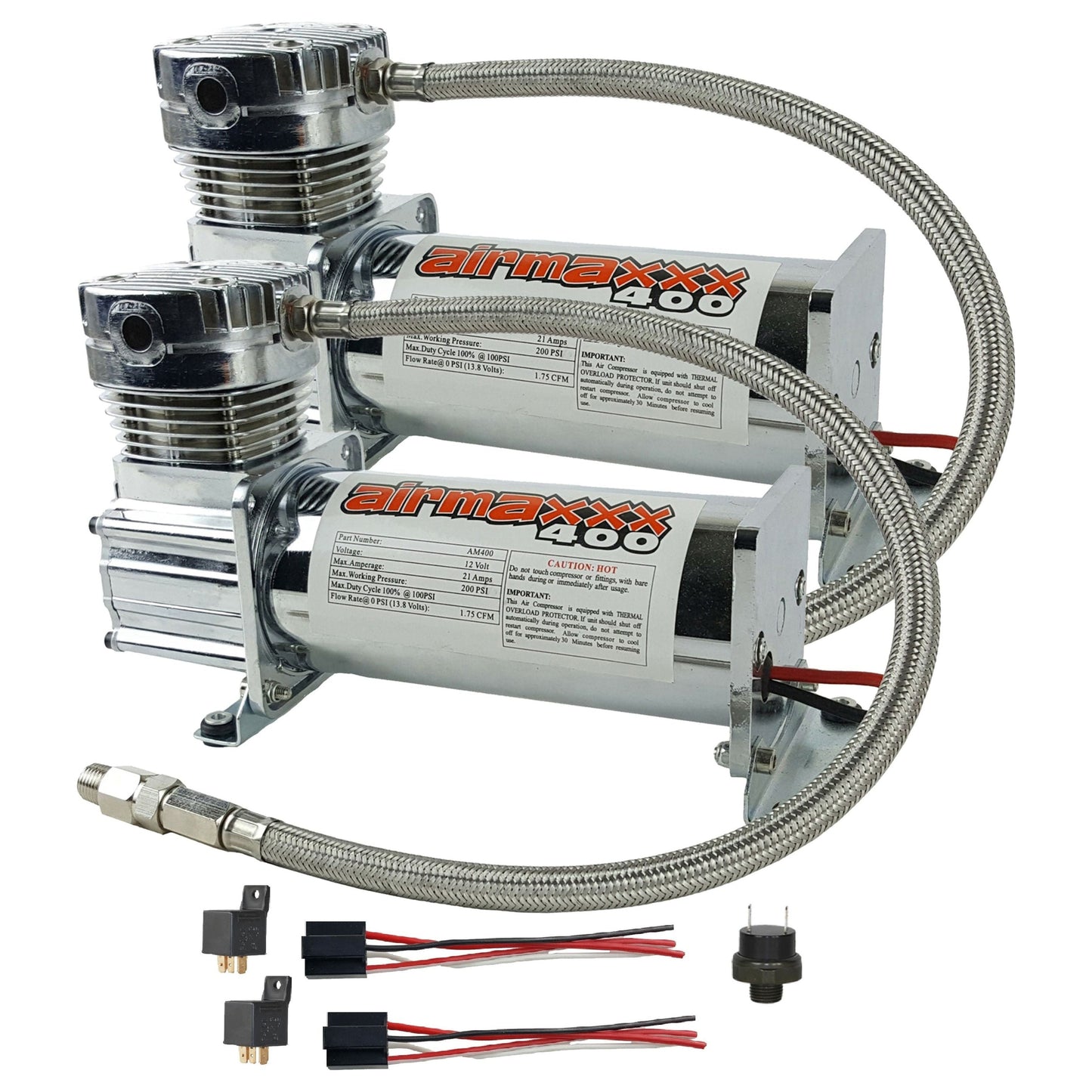 airmaxxx 400 chrome dual compressor pack w/install kit