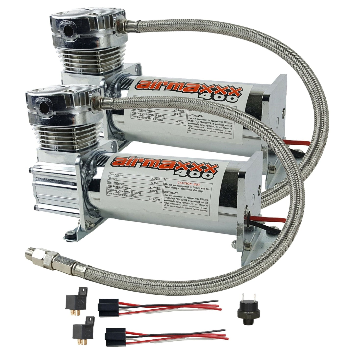 airmaxxx 400 chrome dual compressor pack w/install kit
