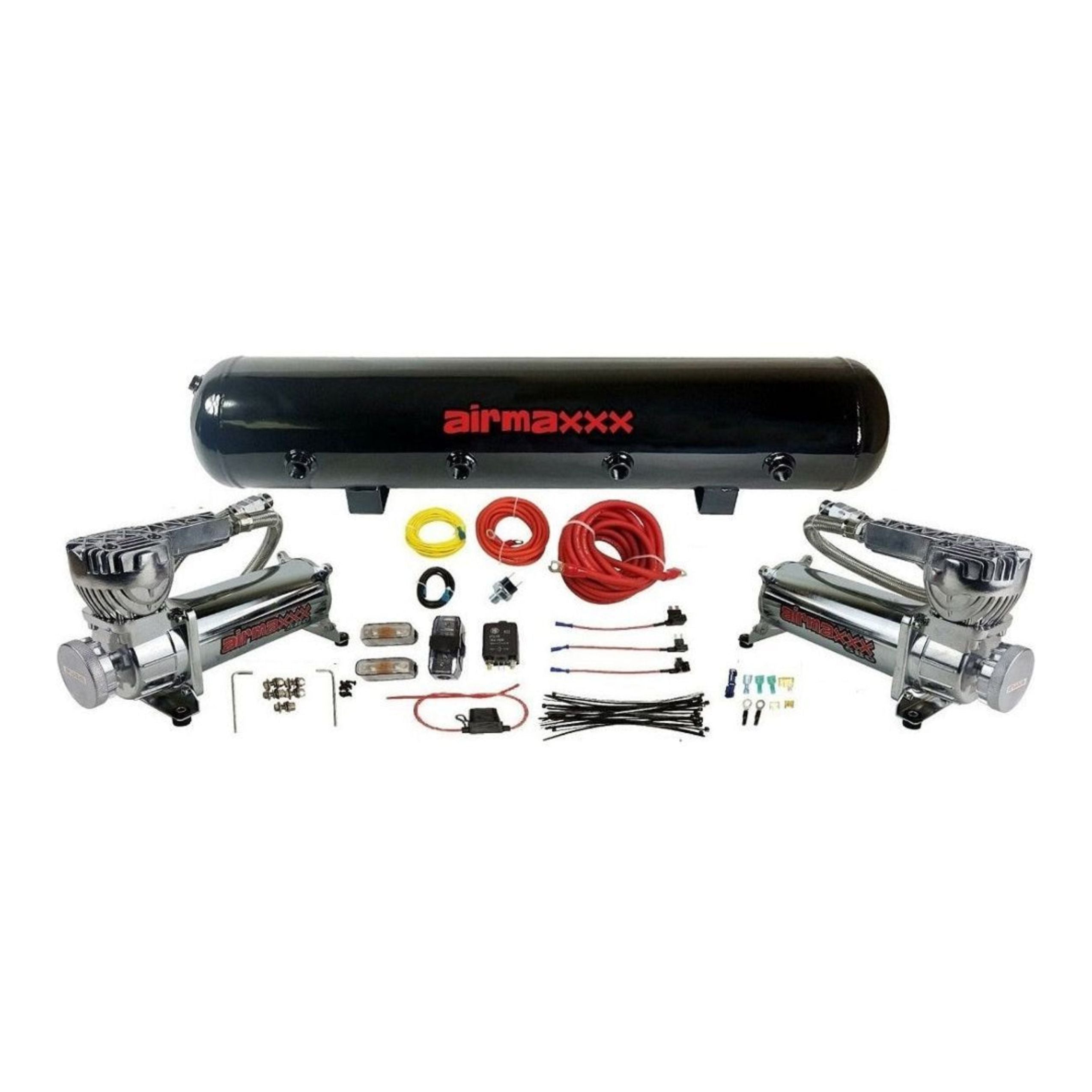 airmaxxx 580 Chrome Dual Air Compressors & 5 Gallon Steel Tank