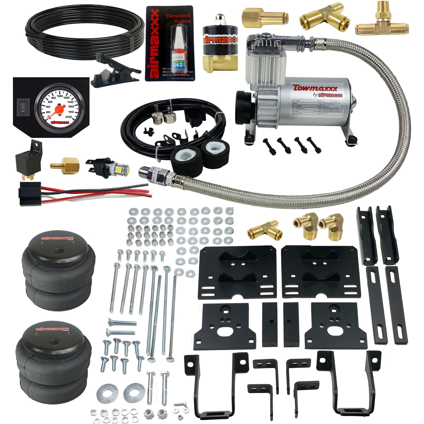 airmaxxx Overload Air Assist w/white gauge 2005-2010 Ford F250/F350 4WD Pick Up Trucks