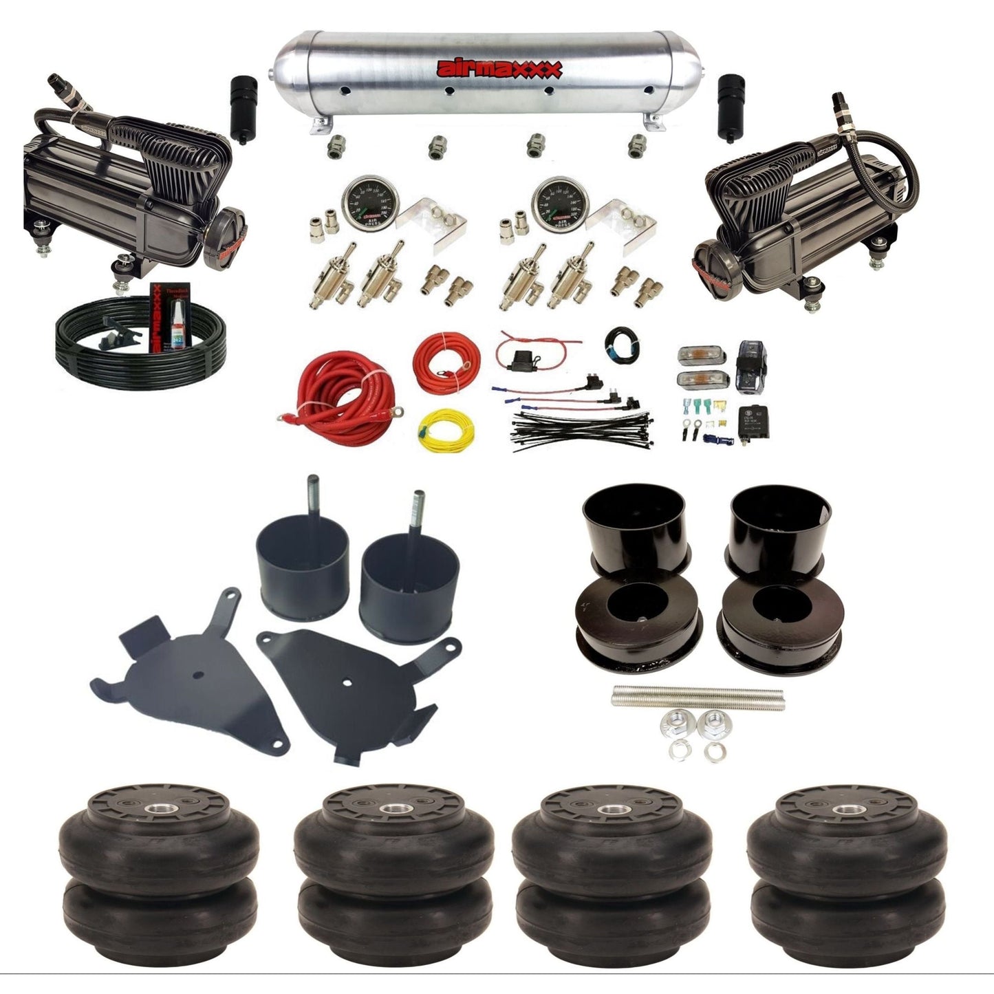 airmaxxx manual 3/8" air suspension kit X-series raw aluminum tank Slam bags for 1978-88 GM G-Body K-GBODY-XB2-59ARW-4TOG2GA2B-WK-HFSS6