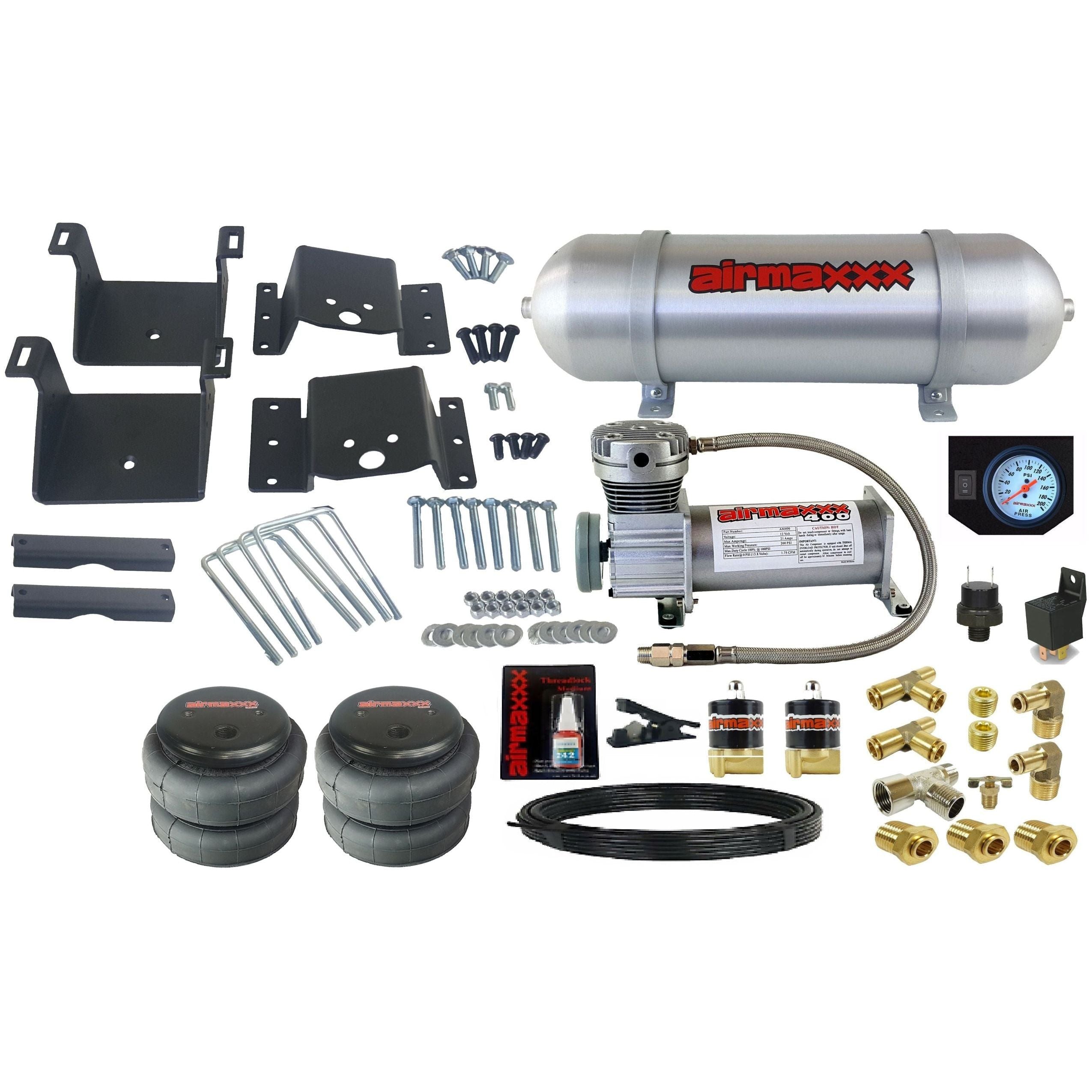 airmaxxx Tow Assist Kit w/Compressor Gauge & Tank Fits 2011-2017