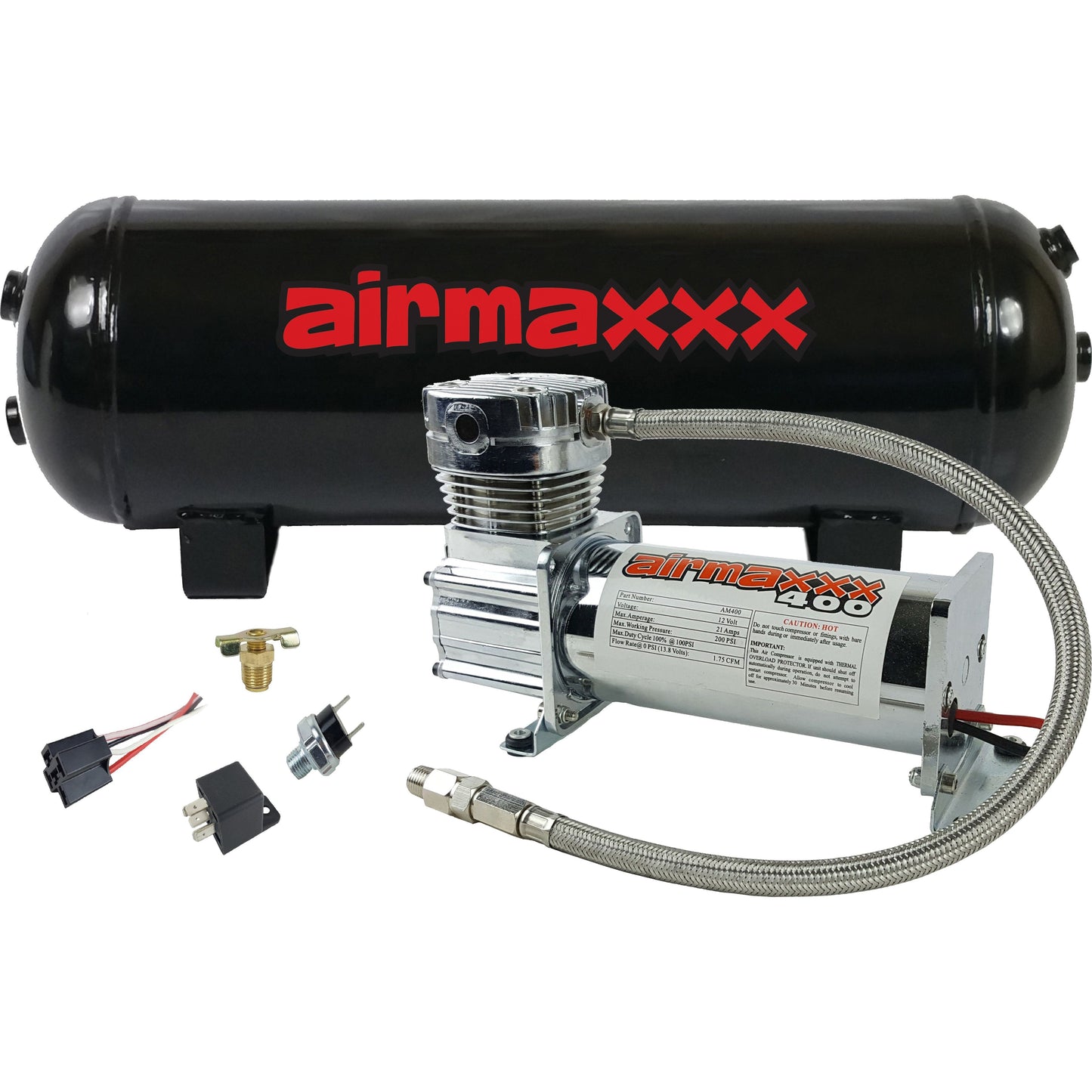 Air Compressor Chrome 400 airmaxxx & 3 Gallon Steel Air Tank