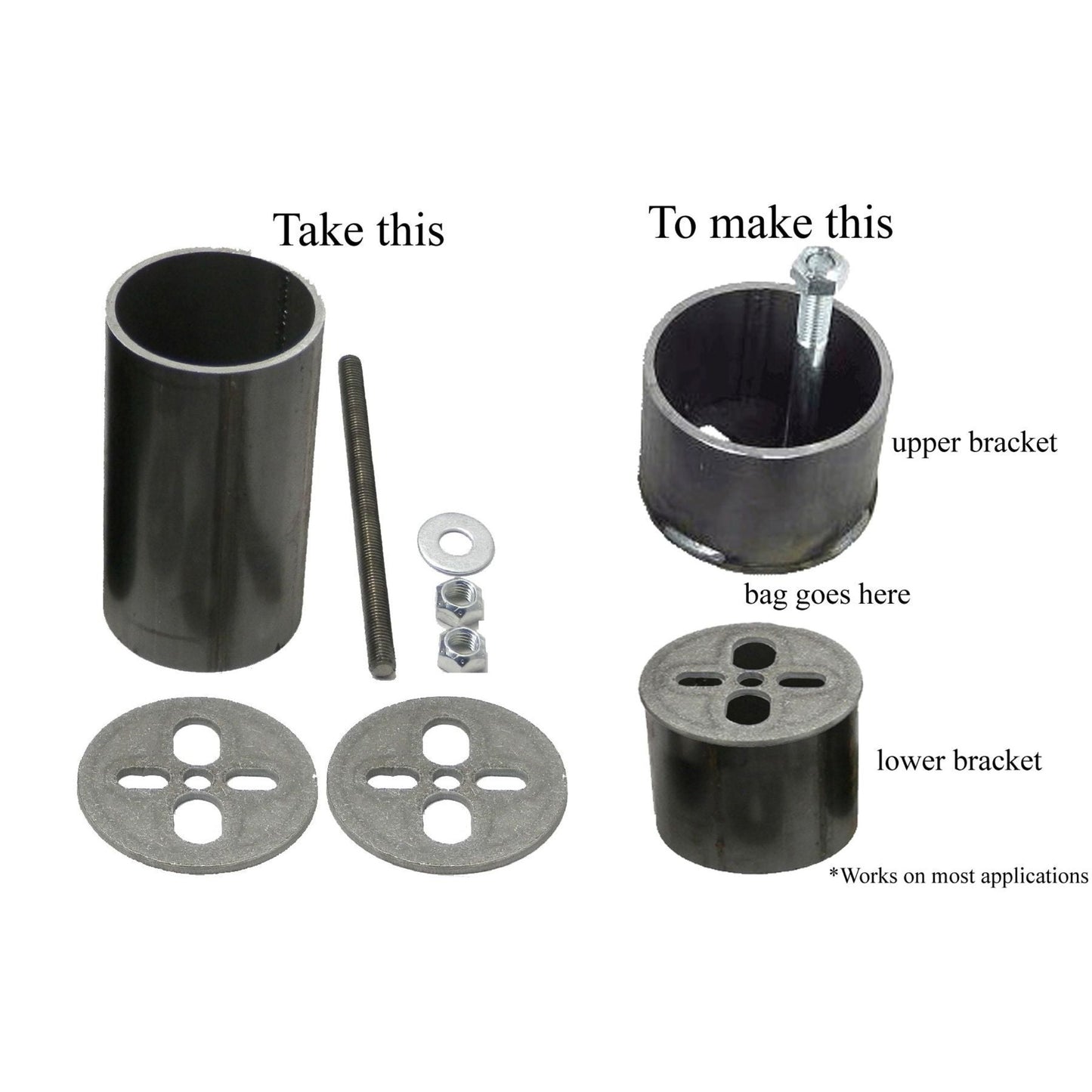 diy air bag cup kit with steel pipes plates and hardware