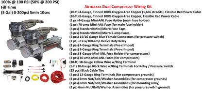 3/8" Manual Air Suspension Kit w/Chrome 480 Compressors Fits Torsion Bar Mini Trucks