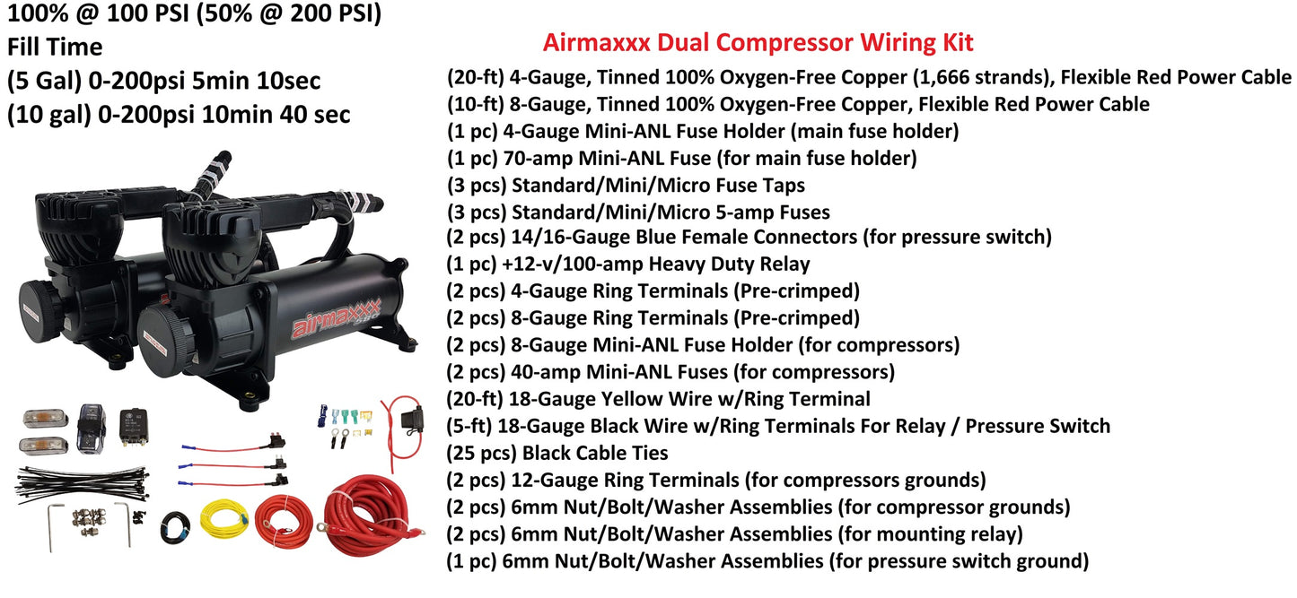 580 Black w/3P 27685 Air Lift 3/8" Pressure Presets Air Kit Fits 1964-72 GM A-Body