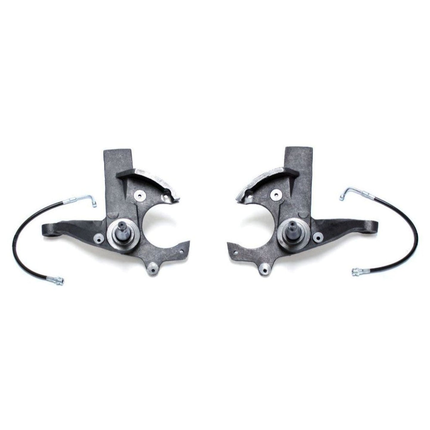 chevy s10 3 inch lift spindle kit | gmc sonoma suspension lift components | ductile iron front lift spindles | black e coated spindle pair | s10 truck lift upgrade | sonoma front suspension parts