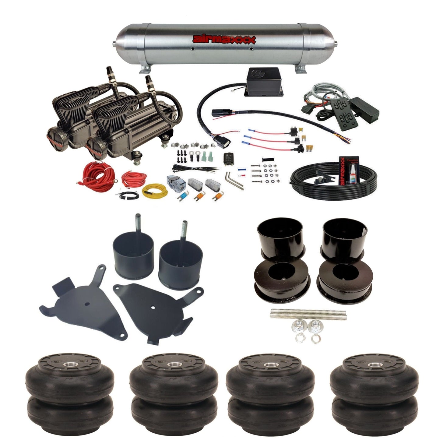 slam sv8c X-series compressors raw aluminum tank slam bags air suspension kit for 1978 gm g-body cars K-GBODY-XB2-57ARW-SV8C-MC1-WK-HFSS6