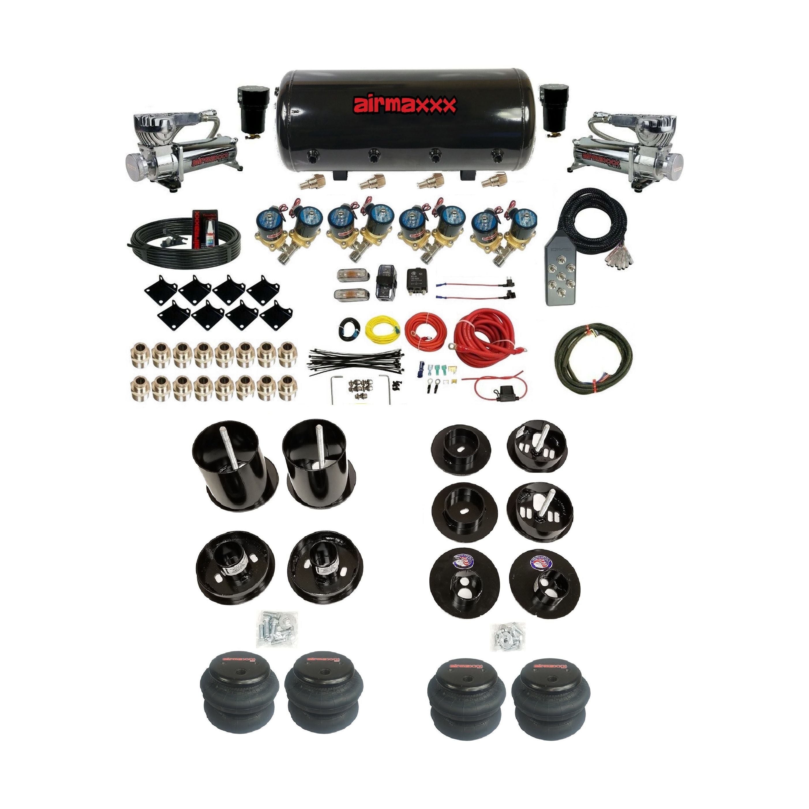 1 2 Fast Bag Airmaxxx Air Ride Suspension Kit Chrome Finish Toggle Sw 1-2-fast-bag-airmaxxx-air-ride-suspension-kit-chrome-finish-toggle-sw