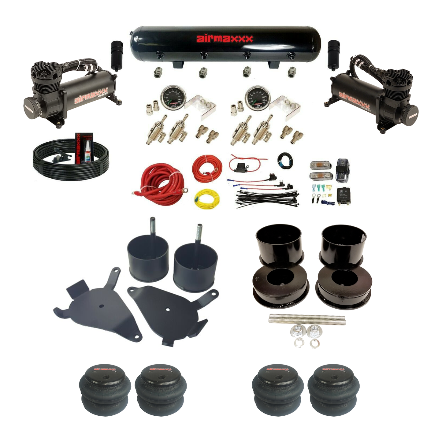 Manual 3/8" airmaxxx Air Suspension Kit All Black Fits 1978-88 GM G-Body