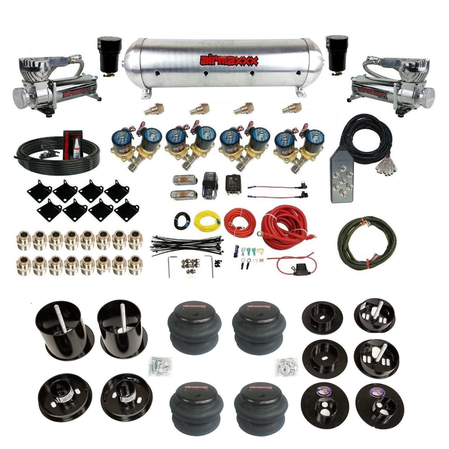 1/2" Fast Bag airmaxxx Air Suspension Kit 580 chrome aluminum tank 2600 bags Fits 1965-1970 Cadillac KCAD65-580C2-812-59ARW-7TBK-WK-HF
