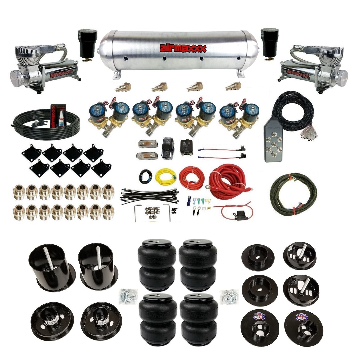 1/2" Fast Bag airmaxxx Air Suspension Kit 580 chrome aluminum tank airlift bags Fits 1965-1970 Cadillac KCAD65-580C2-812-59ARW-7TBK-WK-HFD25