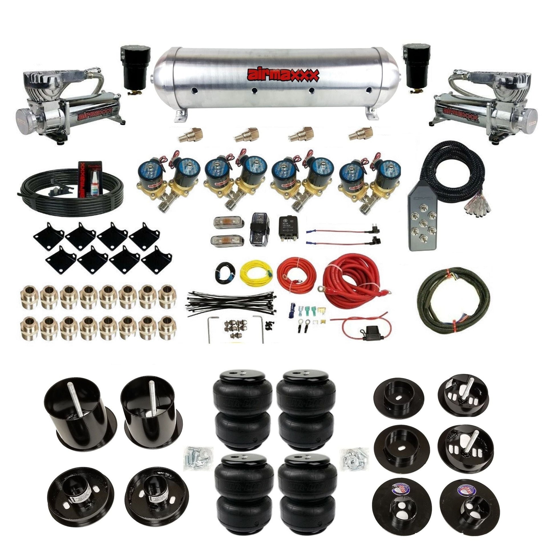 1/2" Fast Bag airmaxxx Air Suspension Kit 580 chrome aluminum tank airlift bags Fits 1965-1970 Cadillac KCAD65-580C2-812-59ARW-7TBK-WK-HFD25