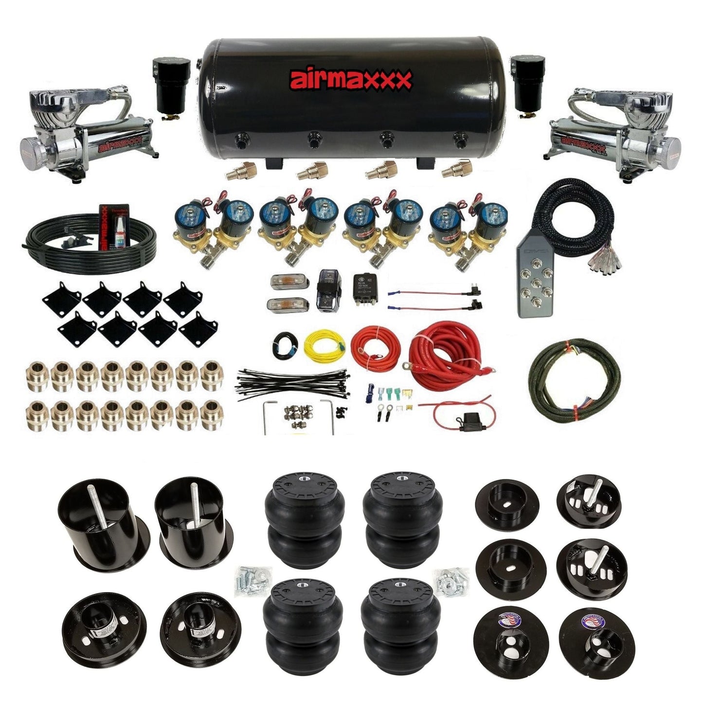 1/2" Fast Bag airmaxxx Air Suspension Kit Chrome 580 steel tank slam bags Fits 1965-1970 Cadillac KCAD65-580C2-812-89S-7TBK-WK-HFSS7