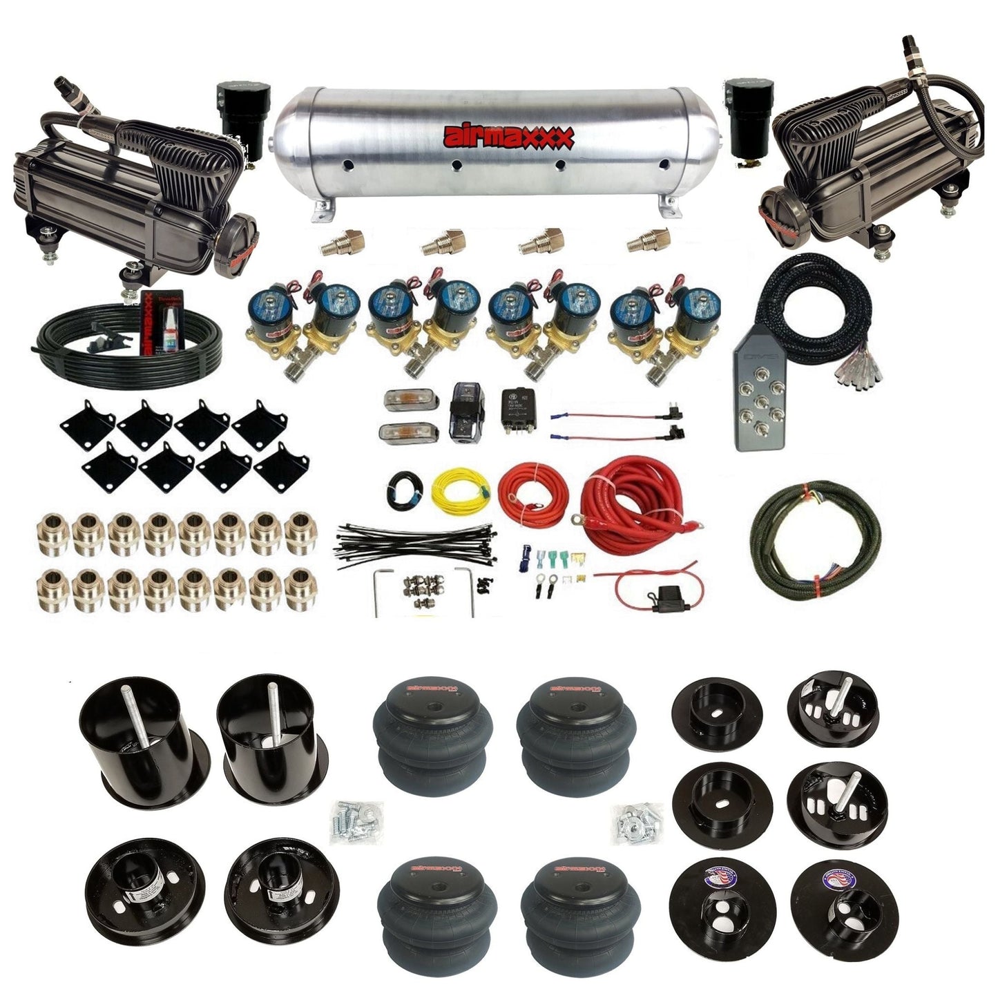 1/2" Fast Bag airmaxxx Air Suspension Kit x-series aluminum tank 2600 bags Fits 1965-1970 Cadillac KCAD65-XB2-812-59ARW-7TBK-WK-HF