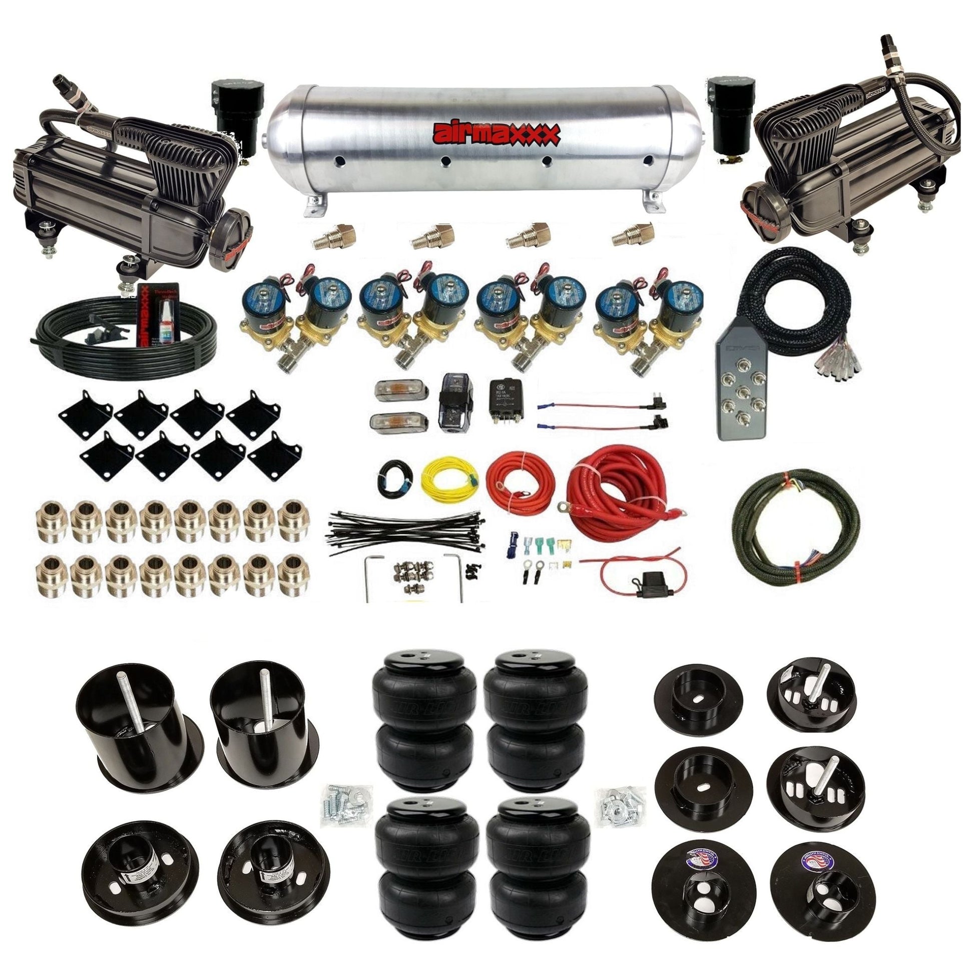 1/2" Fast Bag airmaxxx Air Suspension Kit x-series aluminum tank airlift bags Fits 1965-1970 Cadillac KCAD65-XB2-812-59ARW-7TBK-WK-HFD25