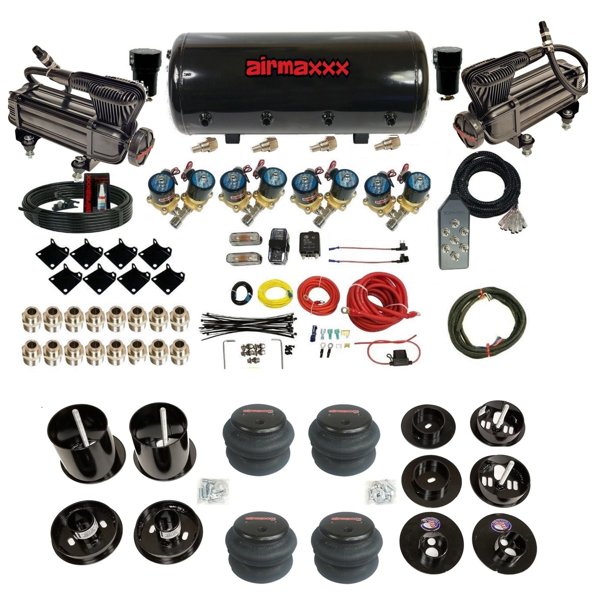 1/2" Fast Bag airmaxxx Air Suspension Kit x-series steel tank 2600 bags Fits 1965-1970 Cadillac KCAD65-XB2-812-89S-7TBK-WK-HF