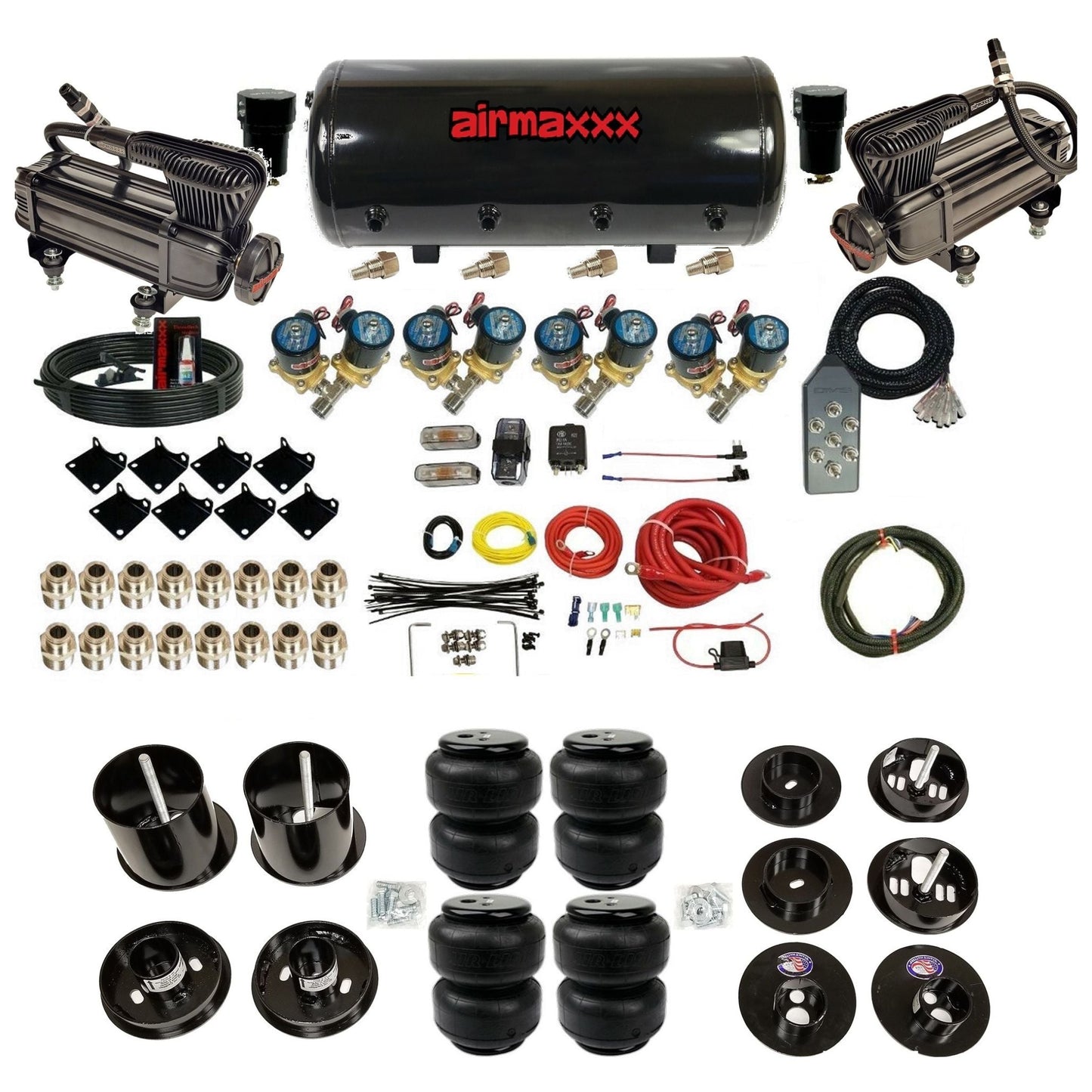 1/2" Fast Bag airmaxxx Air Suspension Kit x-series steel tank airlift bags Fits 1965-1970 Cadillac KCAD65-XB2-812-89S-7TBK-WK-HFD25