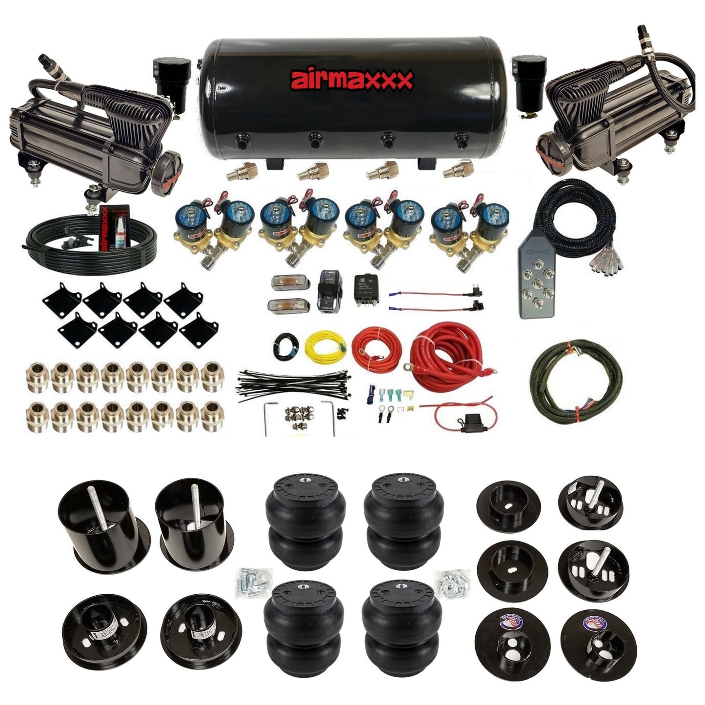 1/2" Fast Bag airmaxxx Air Suspension Kit x-series steel tank slam bags Fits 1965-1970 Cadillac KCAD65-XB2-812-89S-7TBK-WK-HFSS7