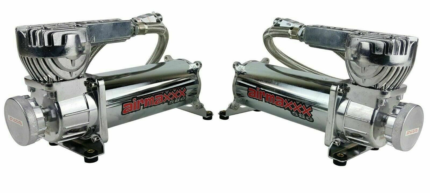 580 Chrome Air Suspension Kit w/Slam Specialties SV-8C + MC.1 Fits 2007-18 Silverado 1500