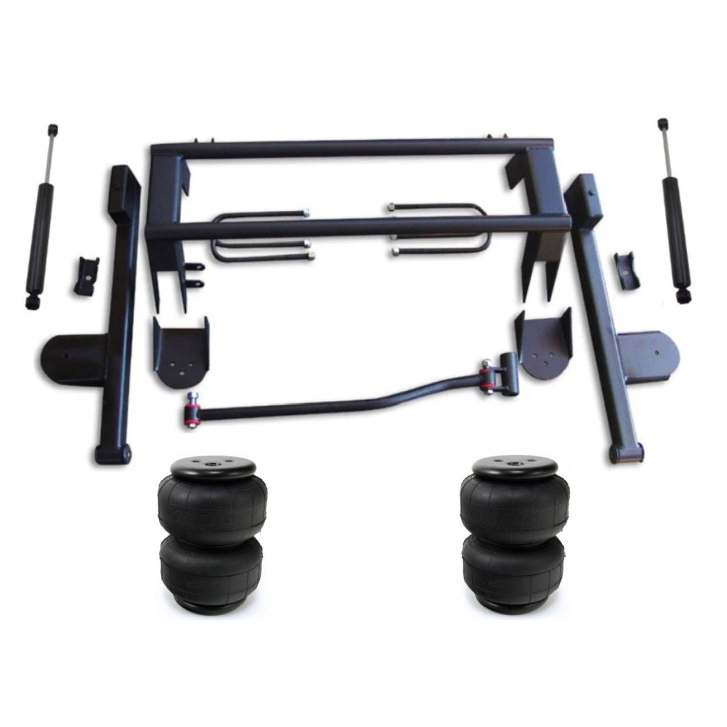 2-link bars with lower bag mounts w/D25 bags & maxtrac shocks for Chevy S10 trucks