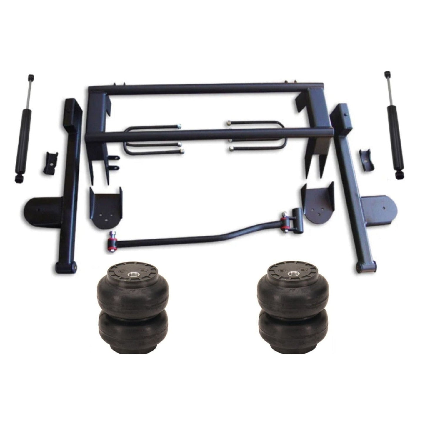 2-link bars with lower bag mounts w/SS7 bags & maxtrac shocks for Chevy S10 trucks