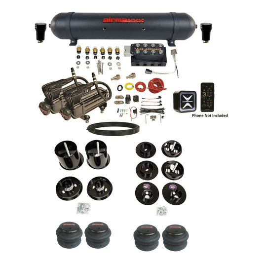 All Black Air Suspension Kit w/Accuair Wireless Only E+ Connect & VU4 Fits 1965-70 Cadillac