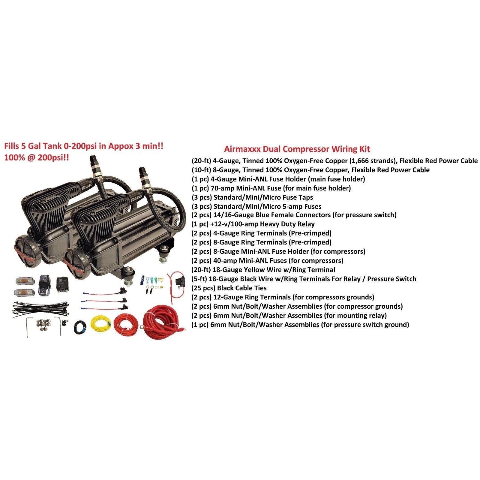 air ride kit parts list included in kit