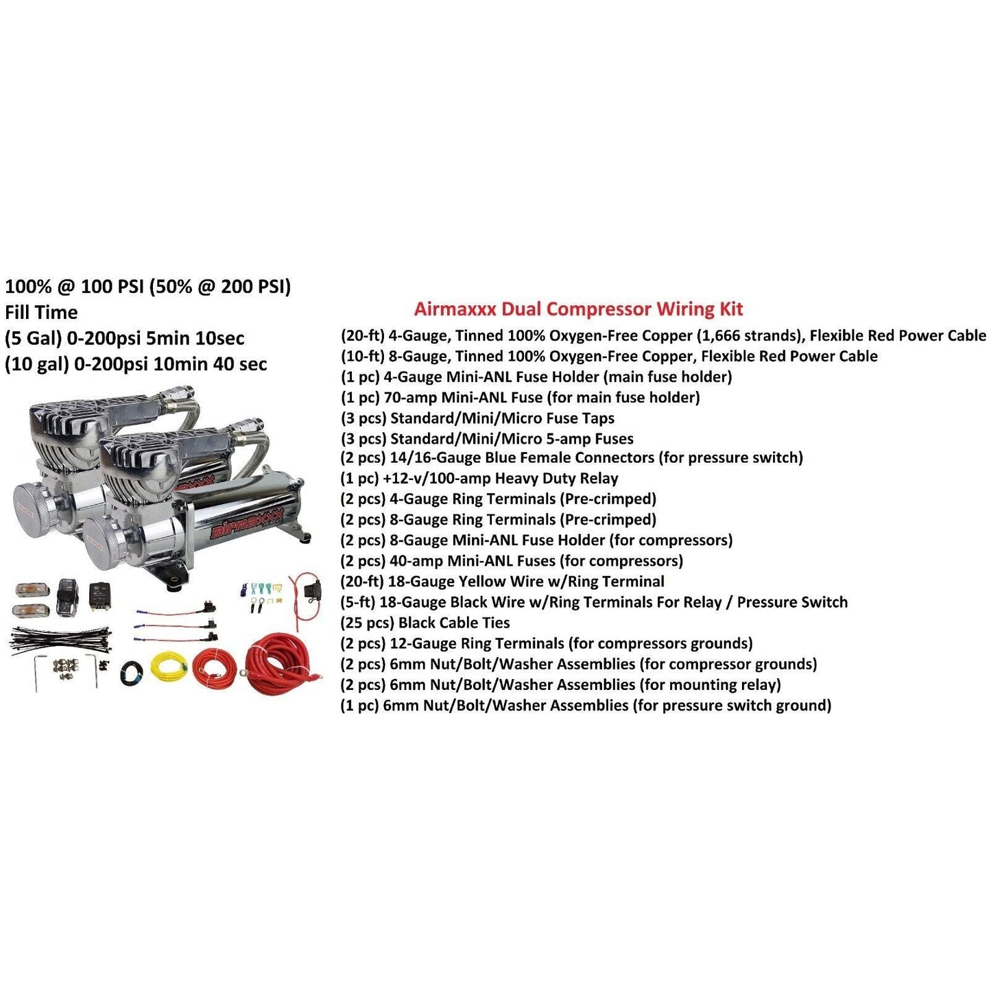 air ride kit parts list included in kit