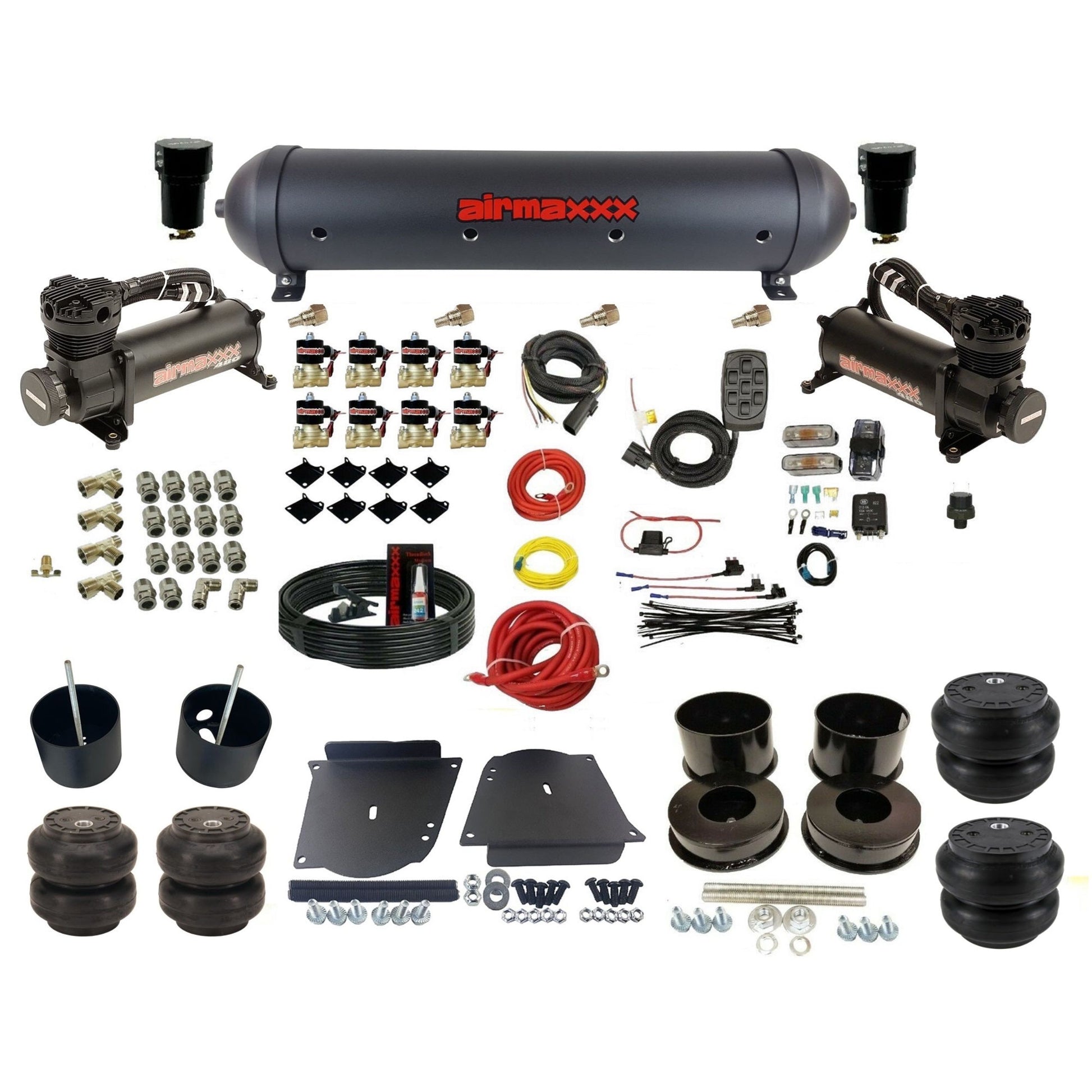 3/8" Fast Bag airmaxxx Air Suspension Kit w/Black 480 Aluminum Tank and Slam Bags Fits 1964-72 GM A-Body KABDY-480B2-838-59ABK-7BK-WK-HFSS7