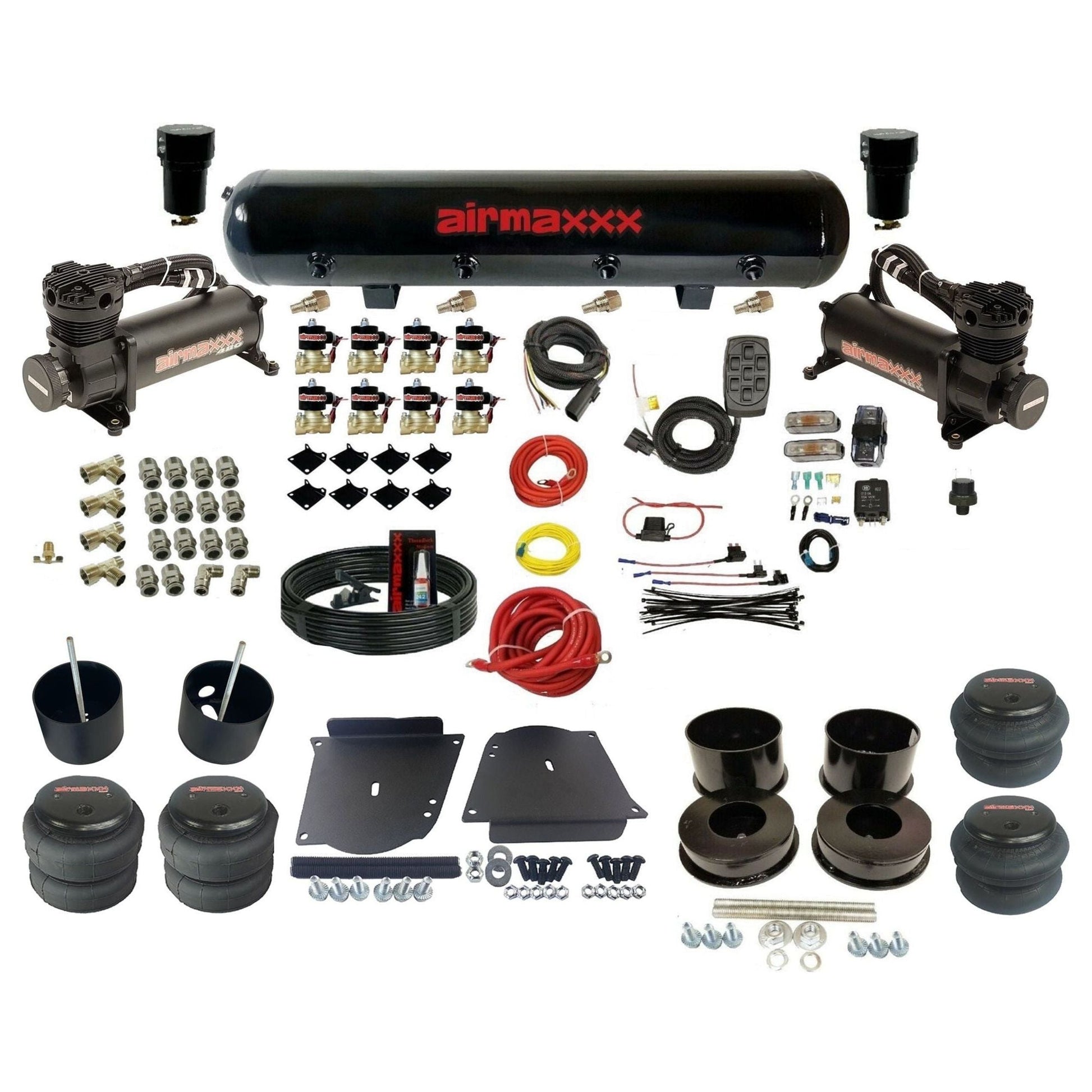 3/8" Fast Bag airmaxxx Air Suspension Kit w/Black 480 Fits 1964-72 GM A-Body KABDY-480B2-838-59-7BK-WK-HF