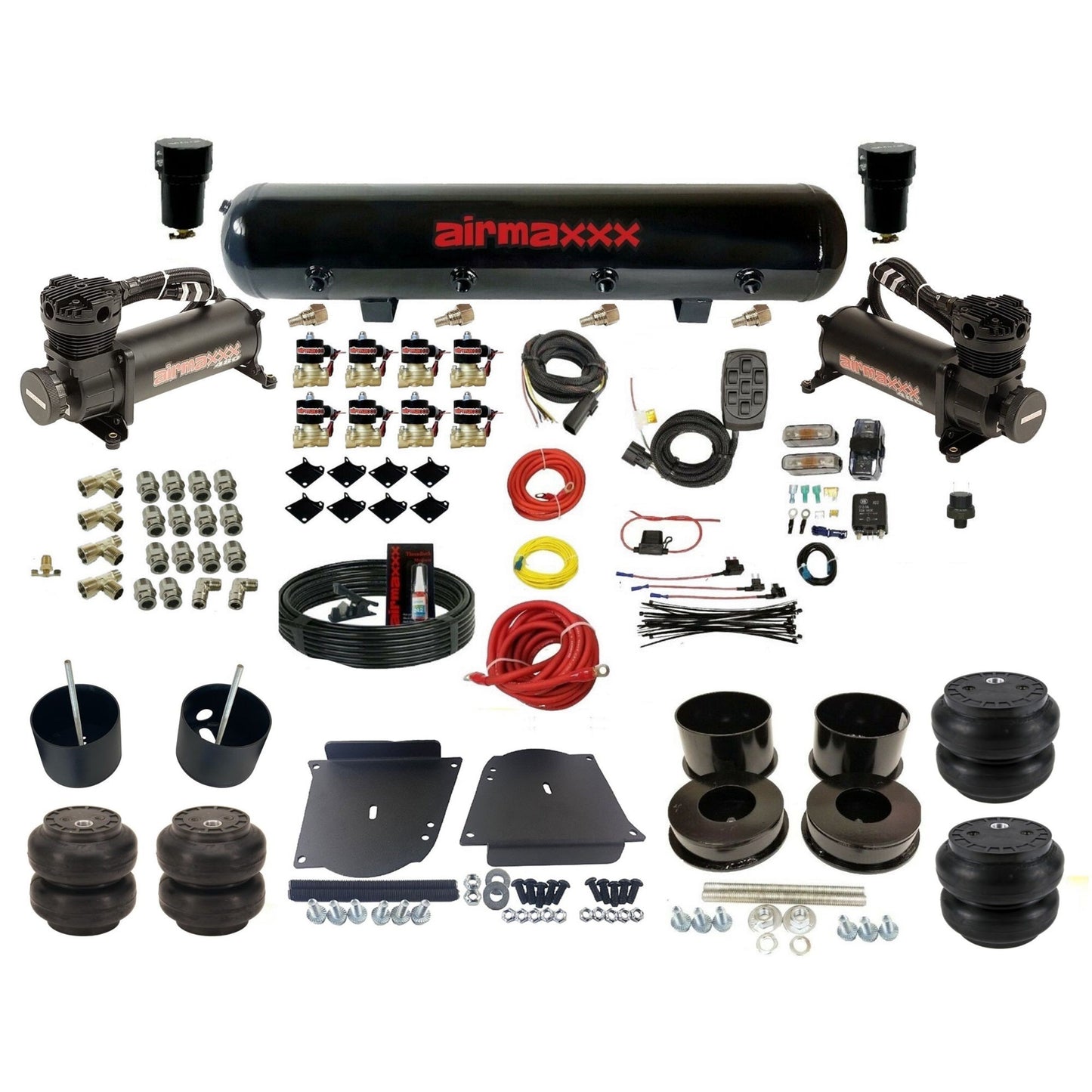 3/8" Fast Bag airmaxxx Air Suspension Kit w/Black 480 Steel Tank and Slam Bags Fits 1964-72 GM A-Body KABDY-480B2-838-59S-7BK-WK-HFSS7