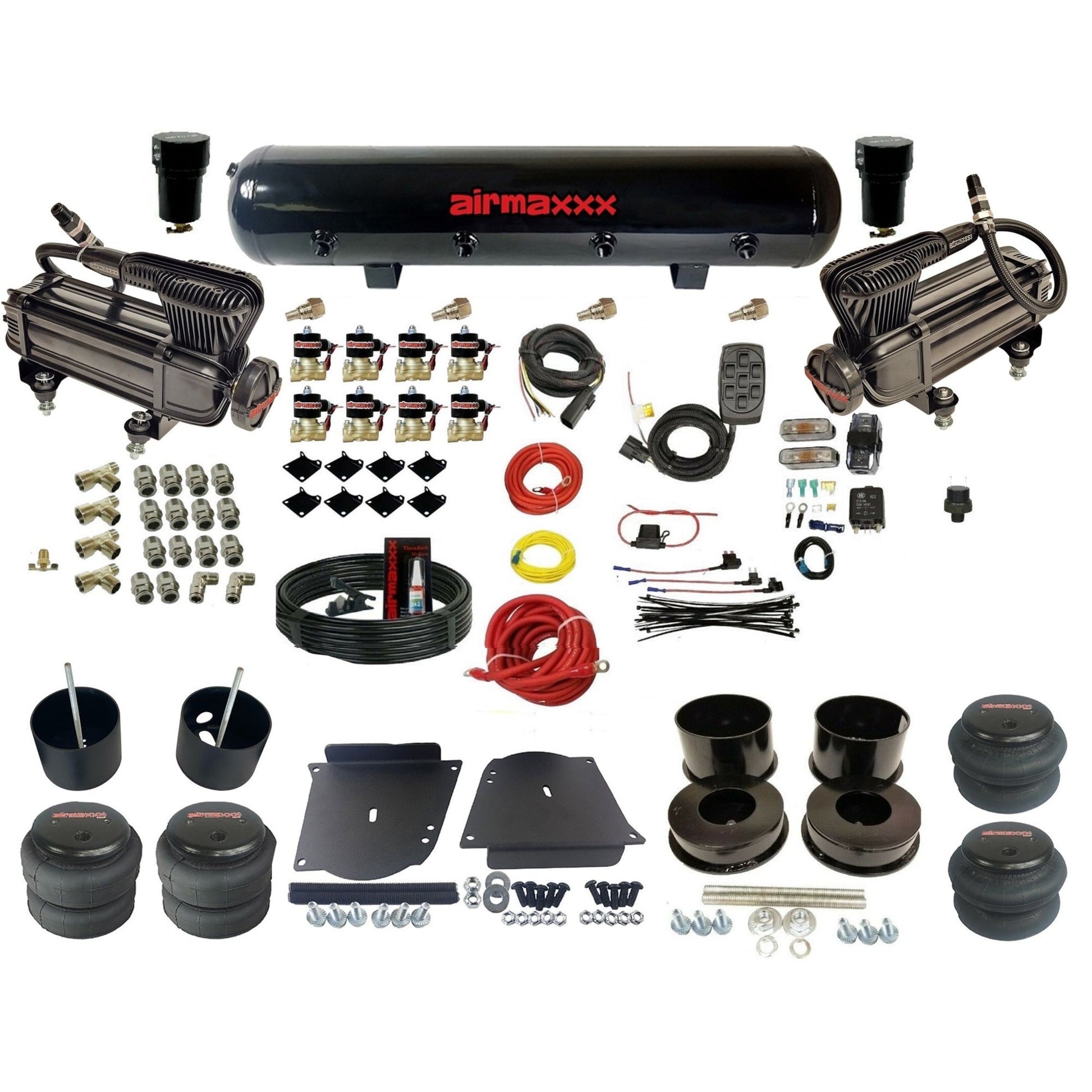 3/8" Fast Bag airmaxxx Air Suspension Kit w/Black X-Series Steel Tank and 2600 Bags Fits 1964-72 GM A-Body  KABDY-XB2-838-59S-7BK-WK-HF