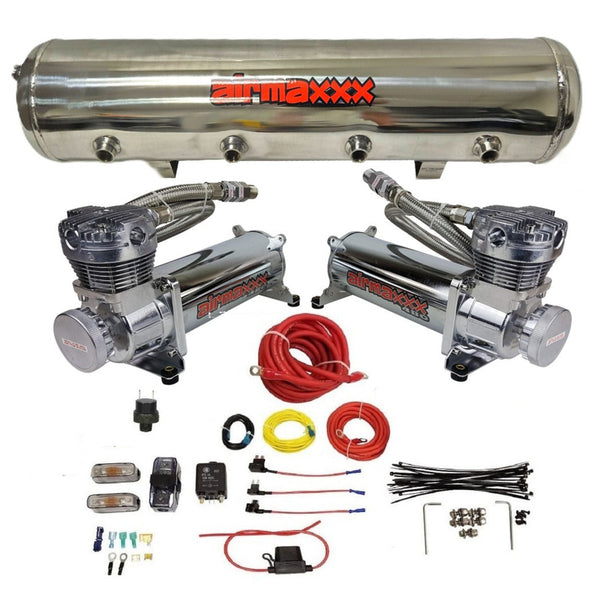 airmaxxx 480 Chrome Air Compressors & 5 Gallon Polished Stainless