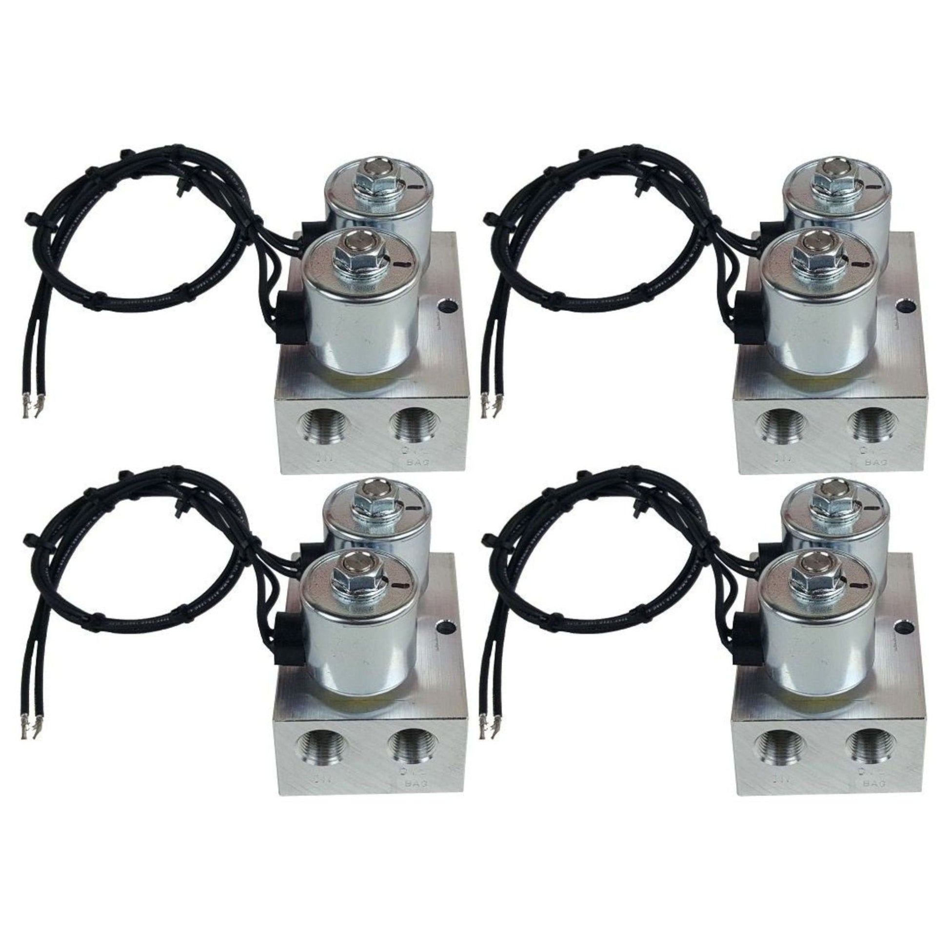 4 Direct Action AFC A202 3/8" NPT air valve manifold with dual coil design and built-in gauge port for air suspension systems