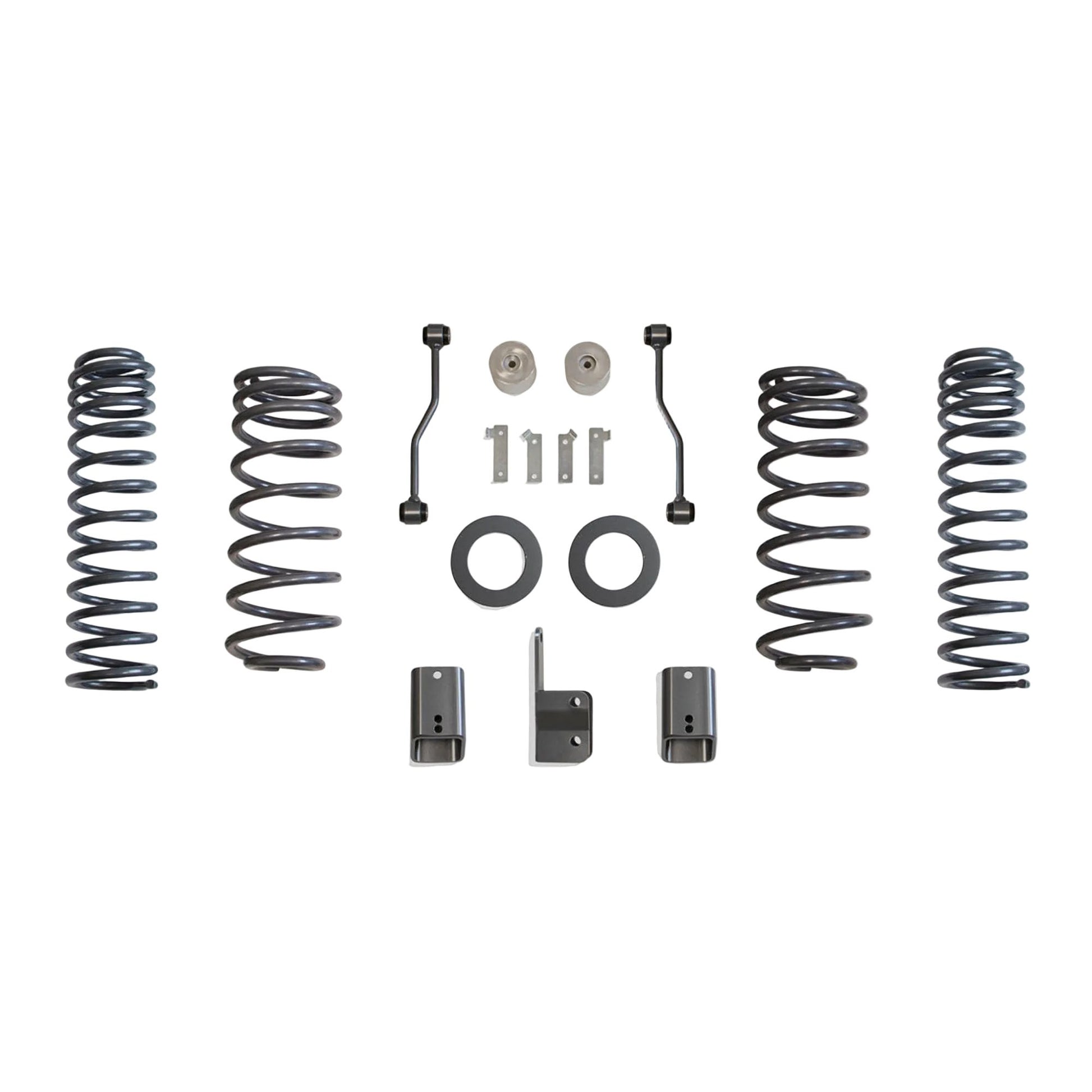 2021-2026 JL Wrangler 4xe Hybrid suspension lift | MaxTrac 949842H front rear coil springs and lift brackets | Wrangler 4xe lift kit without shocks | Jeep 4xe rear track bar sway bar and coil spacer lift components | MaxTrac USA made Wrangler Hybrid suspension kit