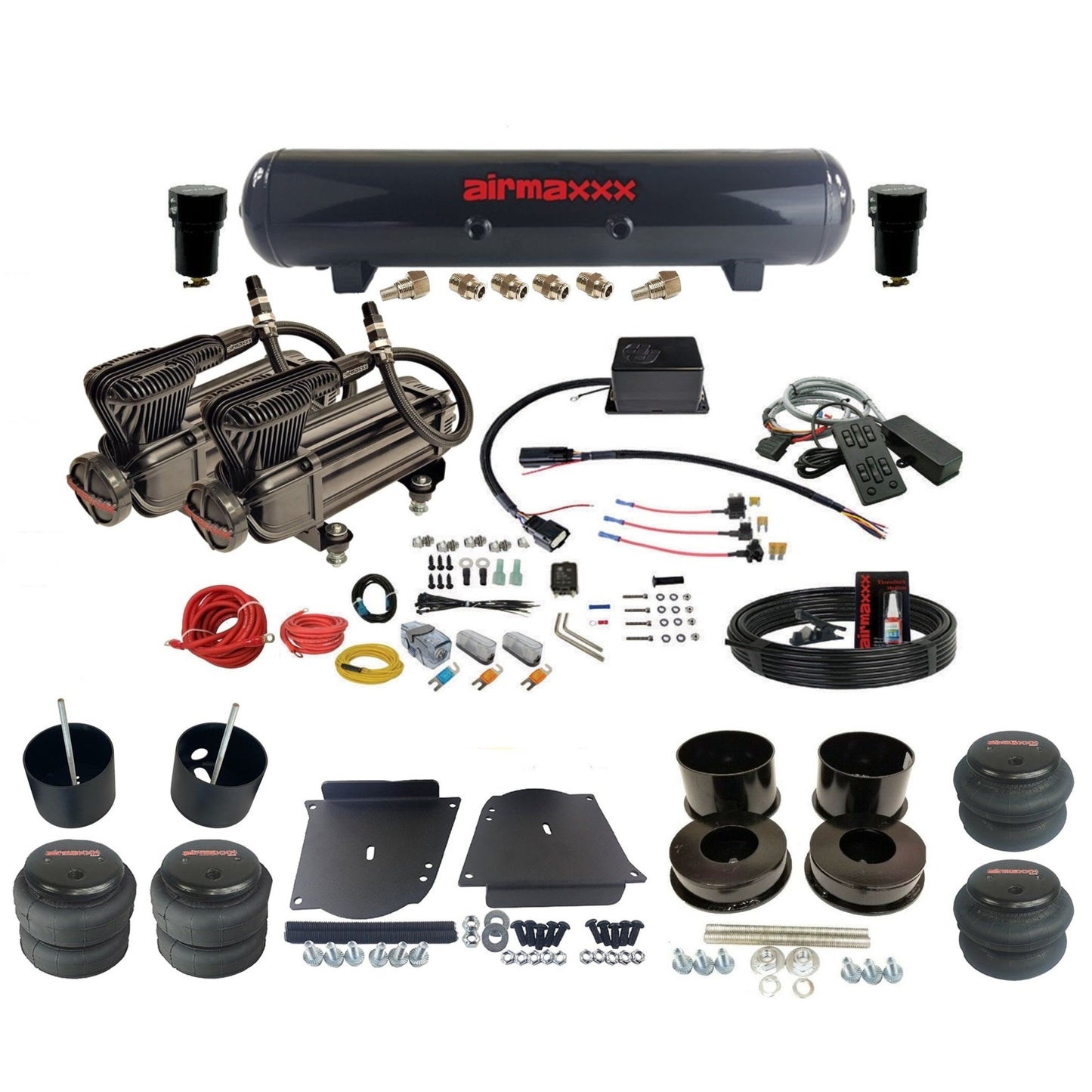 Slam SV-8C Air Suspension Kit w/Black 580 & Tank Fits 1964–72 GM A-Body