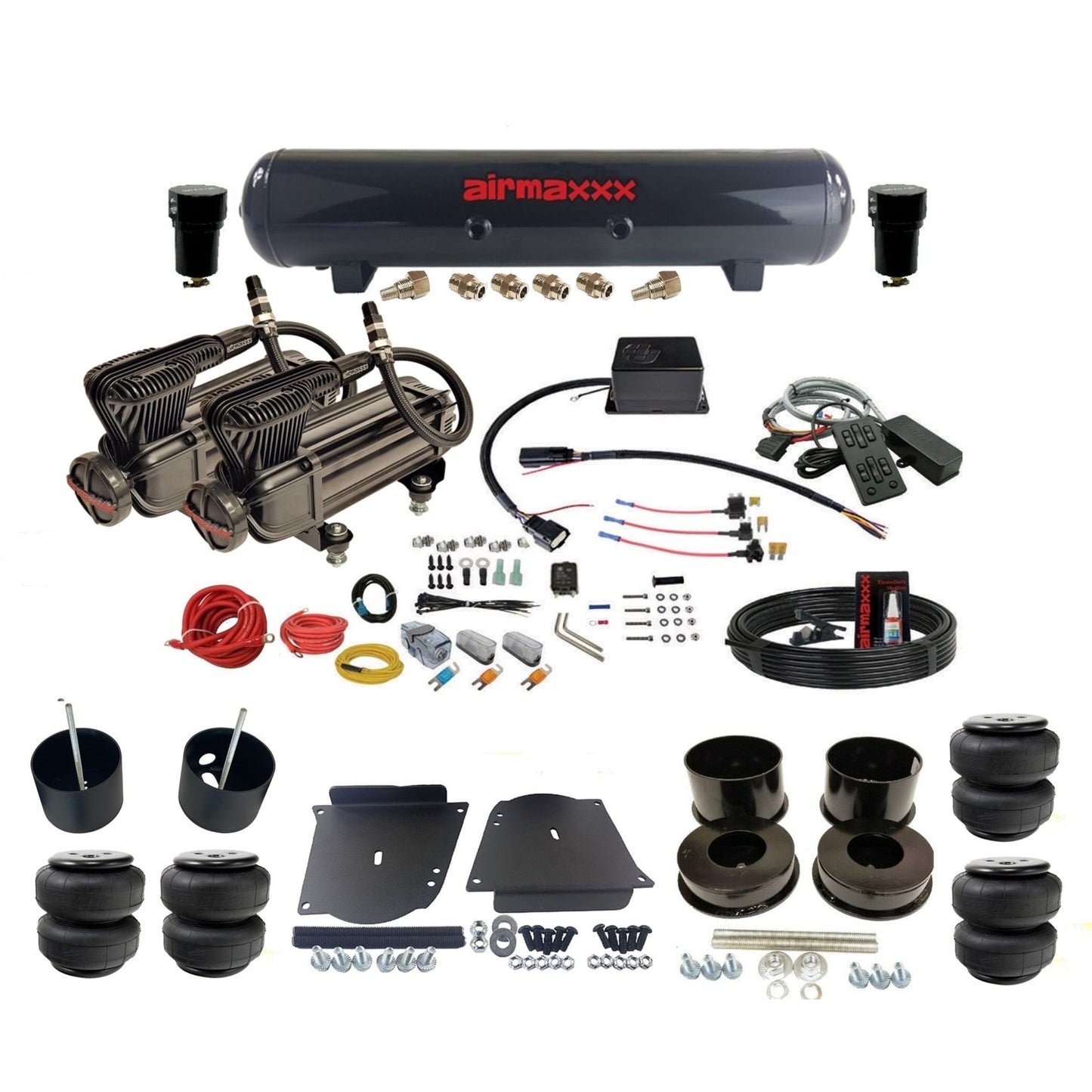 Slam SV-8C Air Suspension Kit w/Black 580 & Tank Fits 1964–72 GM A-Body