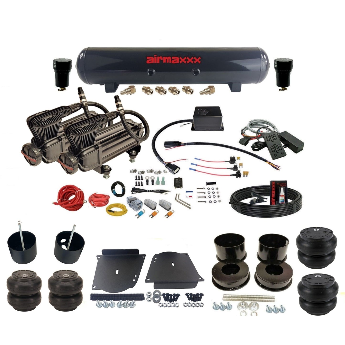 Slam SV-8C Air Suspension Kit w/Black 580 & Tank Fits 1964–72 GM A-Body