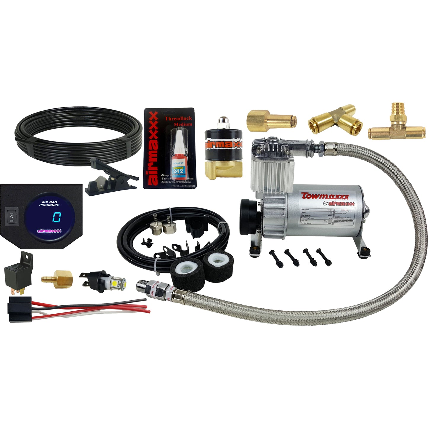 Tow Level Assist airmaxxx In Cab Control Electric Air Switch Kit & Gauge Panel