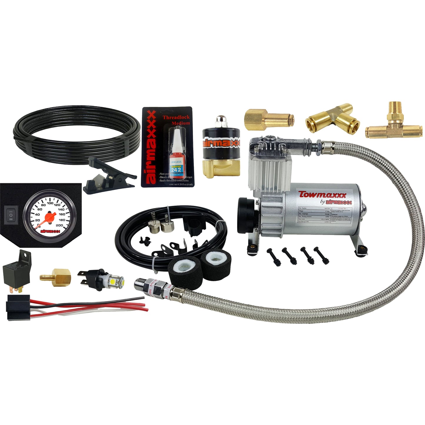 Tow Level Assist airmaxxx In Cab Control Electric Air Switch Kit & Gauge Panel