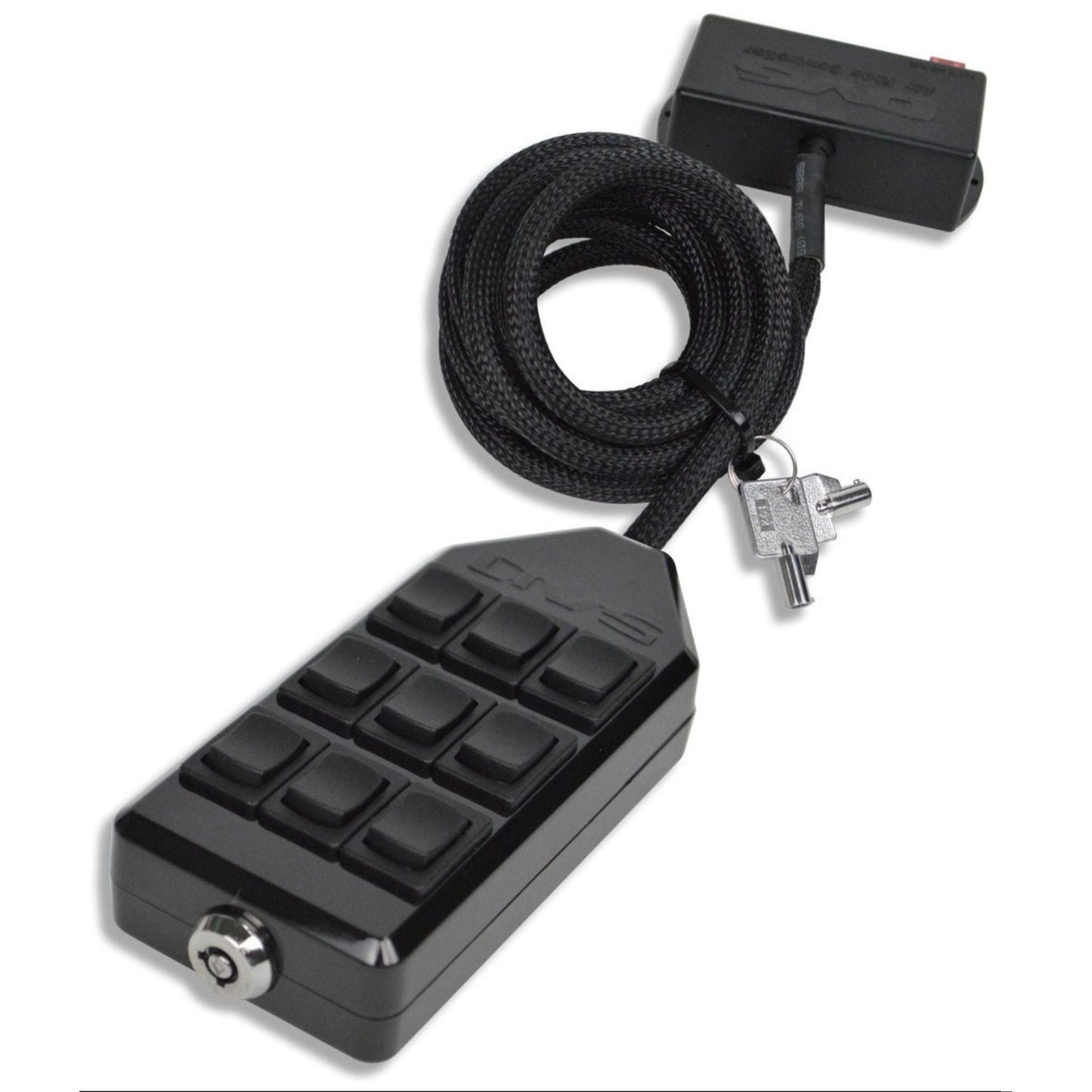 AVS ARC 9 BK black suspension control panel | Air ride switch box with 9 rocker controls | Manual air suspension controller for bagged trucks | AVS analog air ride management switch panel