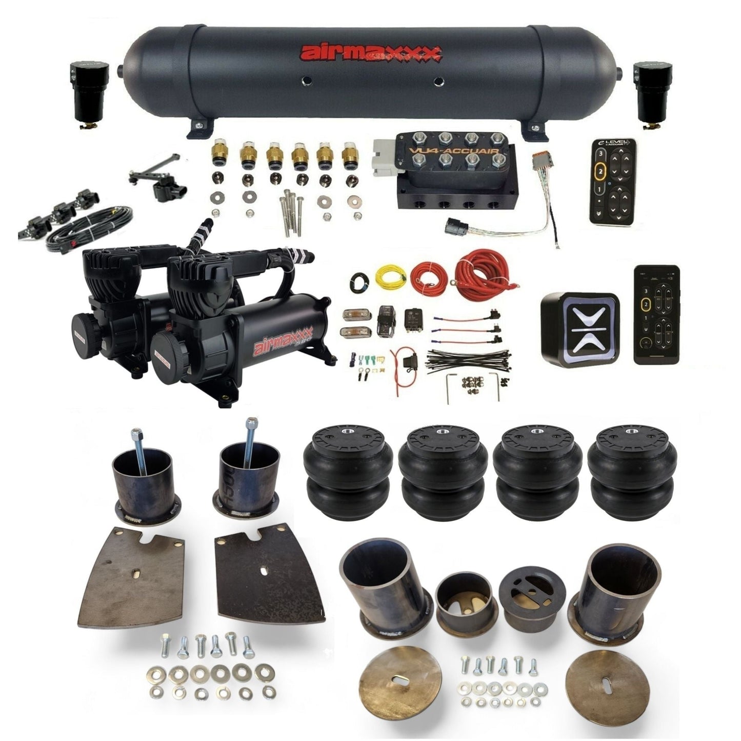 AccuAir E+ Connect VU4 black 580 compressors aluminum tank slam bags air ride kit for 1961–64 Buick full size cars KBUI61-580B2-57ABK-VU4EHT-WK-HFSS7