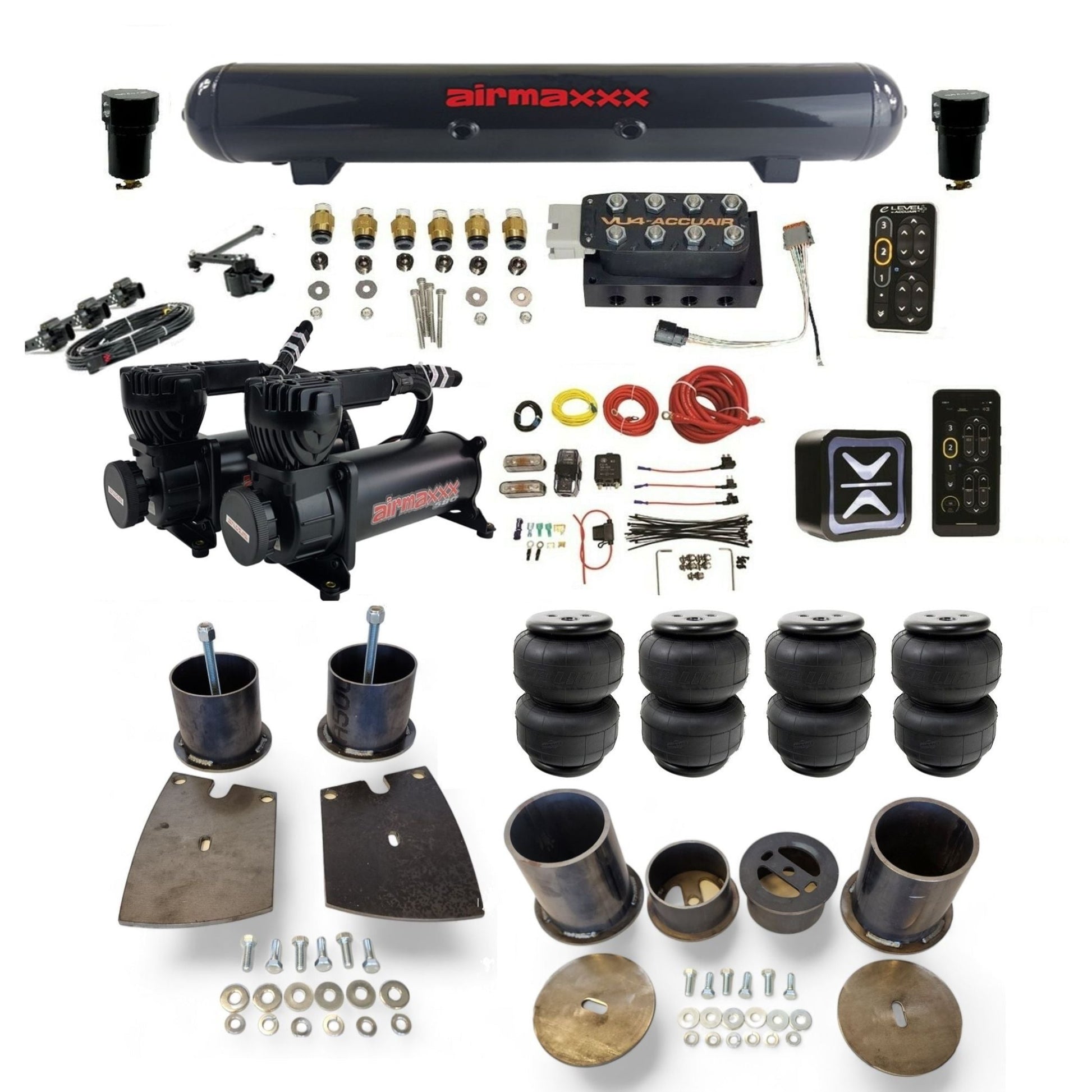 AccuAir E+ Connect VU4 black 580 compressors steel tank airlift bags air ride kit for 1961–64 Buick full size cars KBUI61-580B2-57S-VU4EHT-WK-HFD25