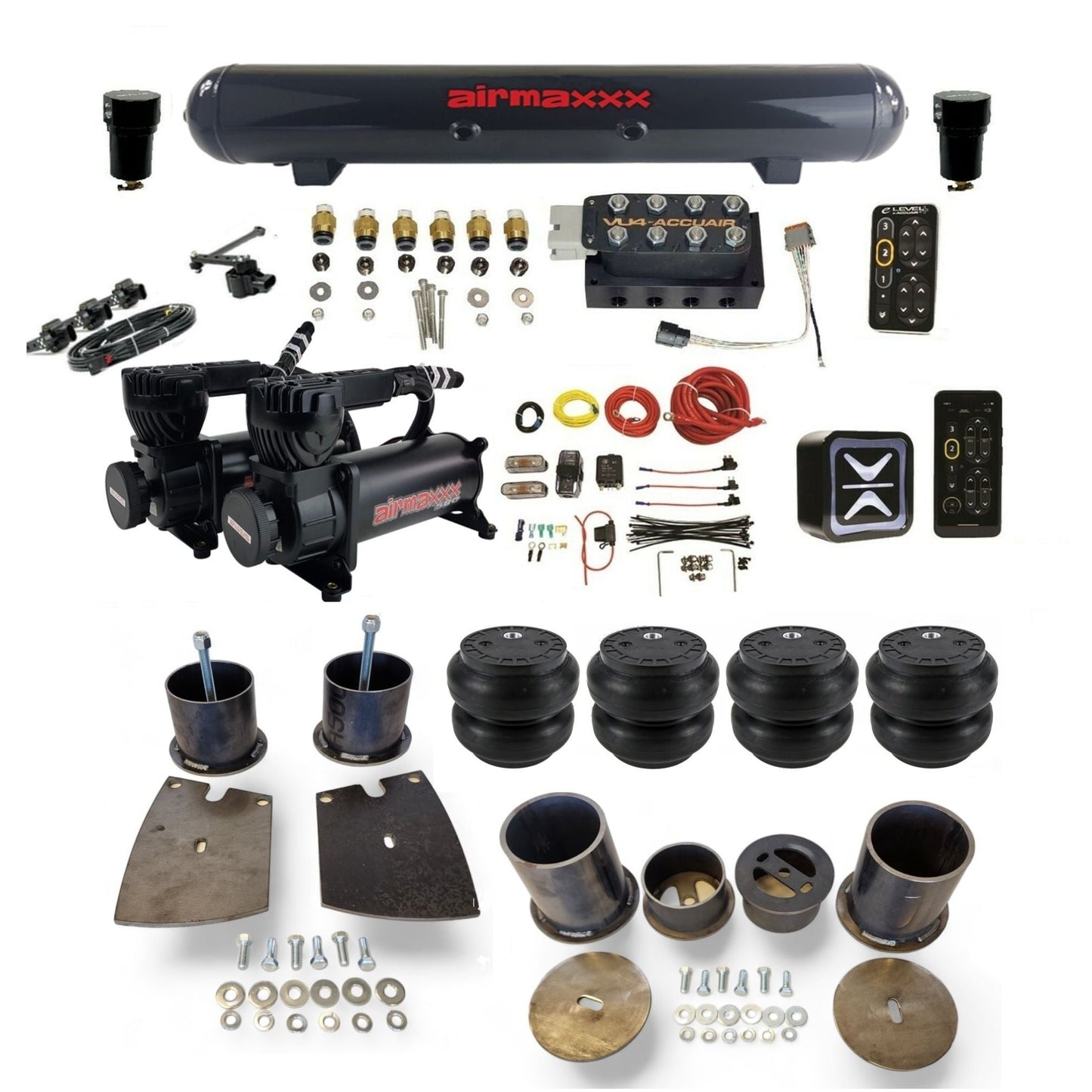 AccuAir E+ Connect VU4 black 580 compressors steel tank slam bags air ride kit for 1961–64 Buick full size cars KBUI61-580B2-57S-VU4EHT-WK-HFSS7