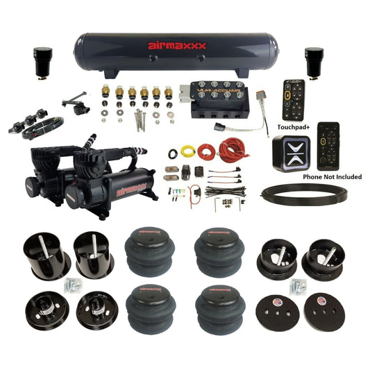 AccuAir E+ Connect & VU4 dual 580 black compressors 2600 bags & steel tank air ride kit for 1963–1964 Cadillac KCAD63-580B2-57S-VU4EHT-WK-HF