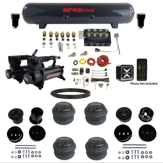AccuAir E+ Connect & VU4 dual 580 black compressors steel tank 2600 bags air ride kit for 1958–1960 Cadillac KCAD58-580B2-57S-VU4E-WK-HF