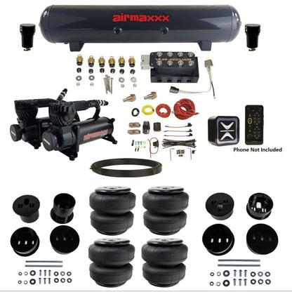 AccuAir E+ Connect & VU4 dual 580 black compressors steel tank airlift bags air ride kit for 1958–1960 Cadillac KCAD58-580B2-57S-VU4E-WK-HFD25